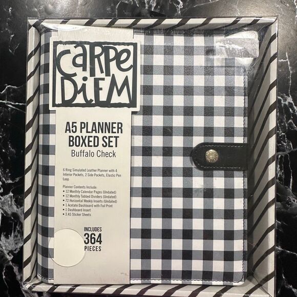carpe diem buffalo plaid boxed planner set undated hello today NEW in box - Picture 2 of 11